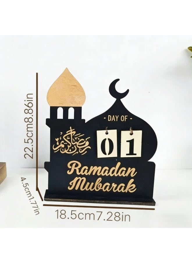 زينة رمضان | تقويم رمضان مصنوع من الخشب | تقويم رمضان للأطفال | تقويم عيد مبارك، تقويم العد التنازلي لرمضان DIY لمدة 30 يومًا - تقويم للمنزل - Image 2